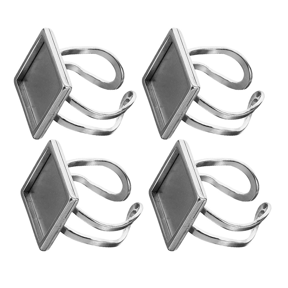 Jewelry Making Gemstones - 4Pcs Metal Ring Blanks Stainless Steel