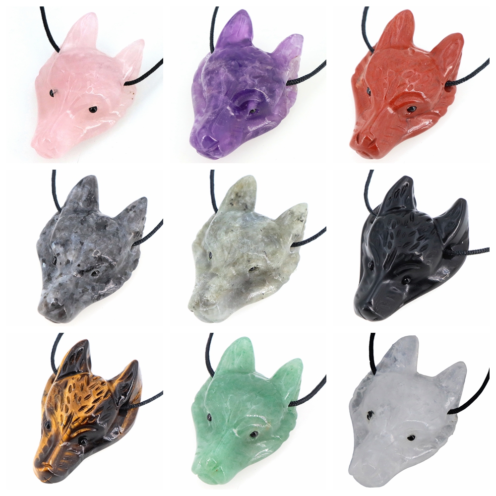 40mm Wolf Head Stone Pendant N - đánh giá và giá Jewelry Making Gemstones