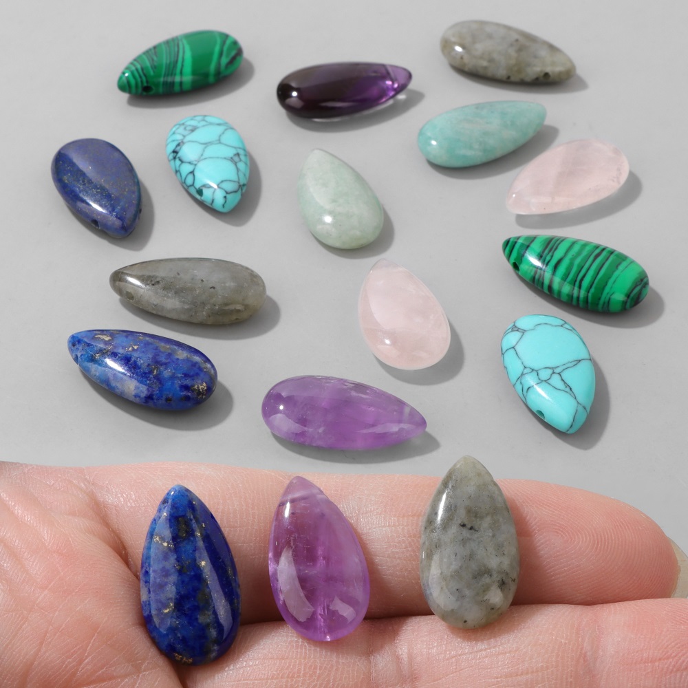 2PCS Natural Teardrop Stone Pe - đánh giá và giá Jewelry Making Gemstones