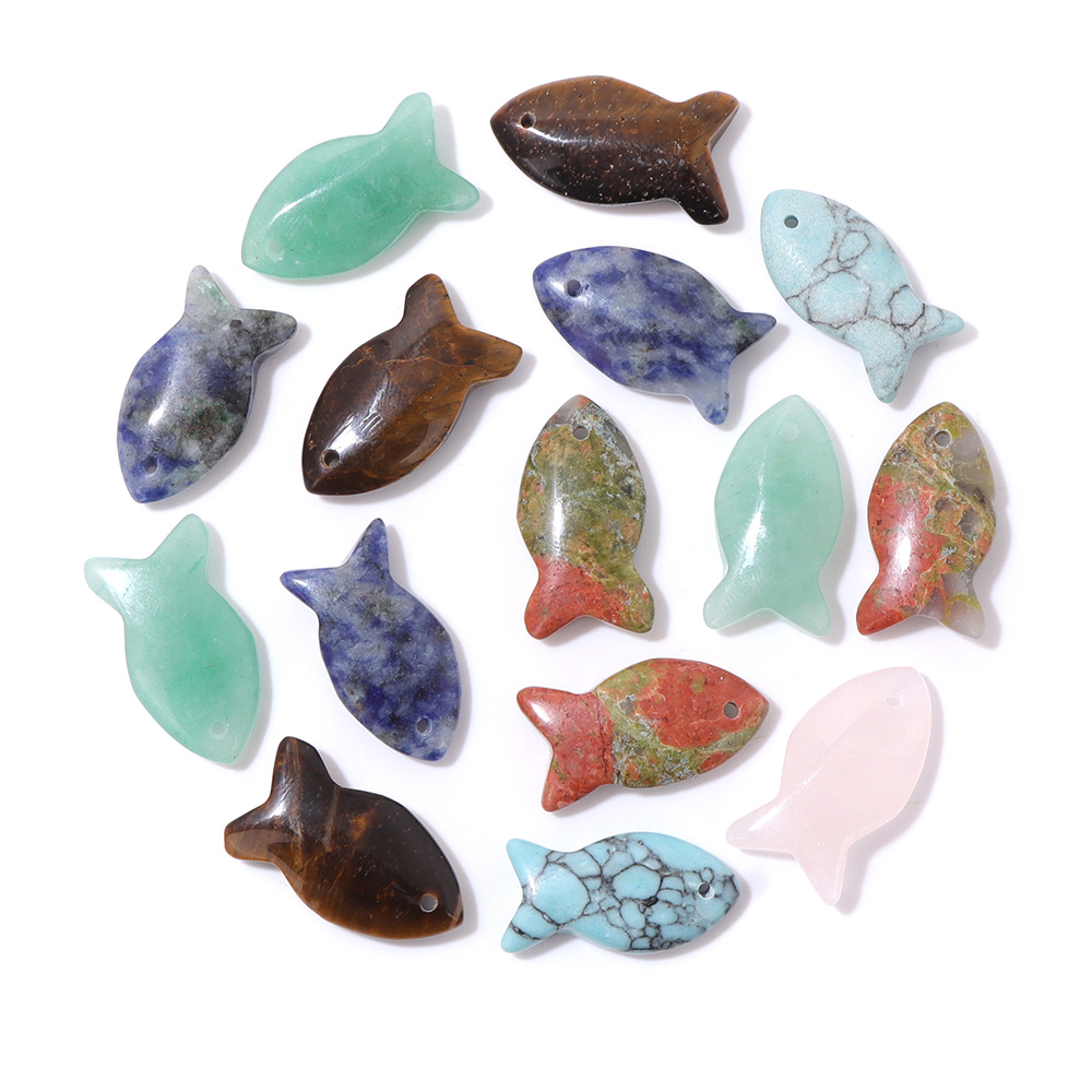 2Pcs Fish Shape Natural Stone  - đánh giá và giá Jewelry Making Gemstones
