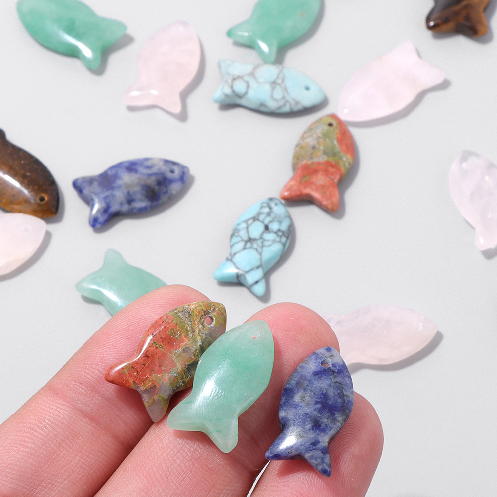 2Pcs Fish Shape Natural Stone  - đánh giá và giá Jewelry Making Gemstones