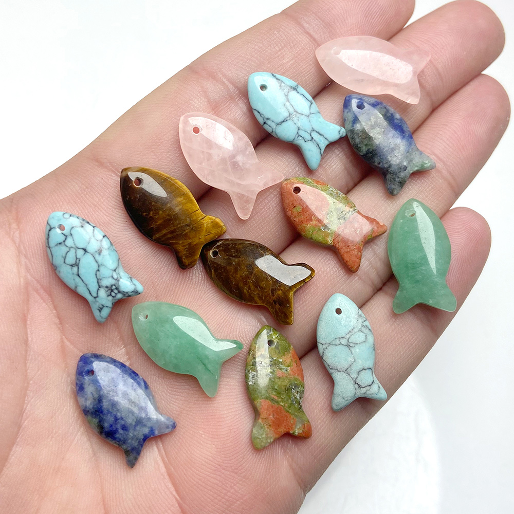2Pcs Fish Shape Natural Stone  - đánh giá và giá Jewelry Making Gemstones